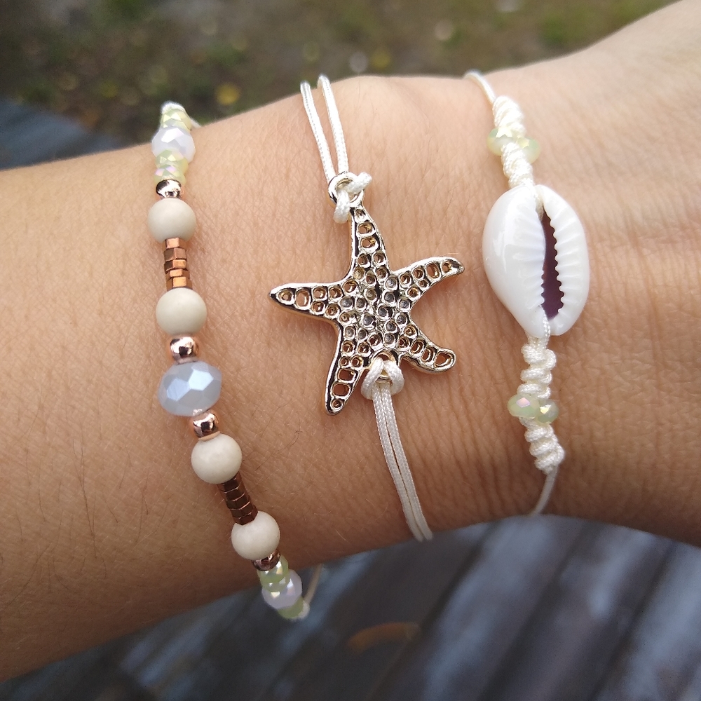 3 layer beachy boho bracelet set
